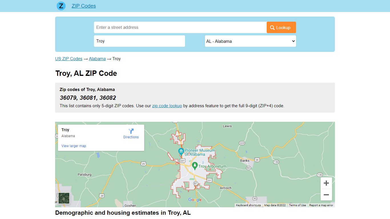 Troy, Alabama ZIP Codes