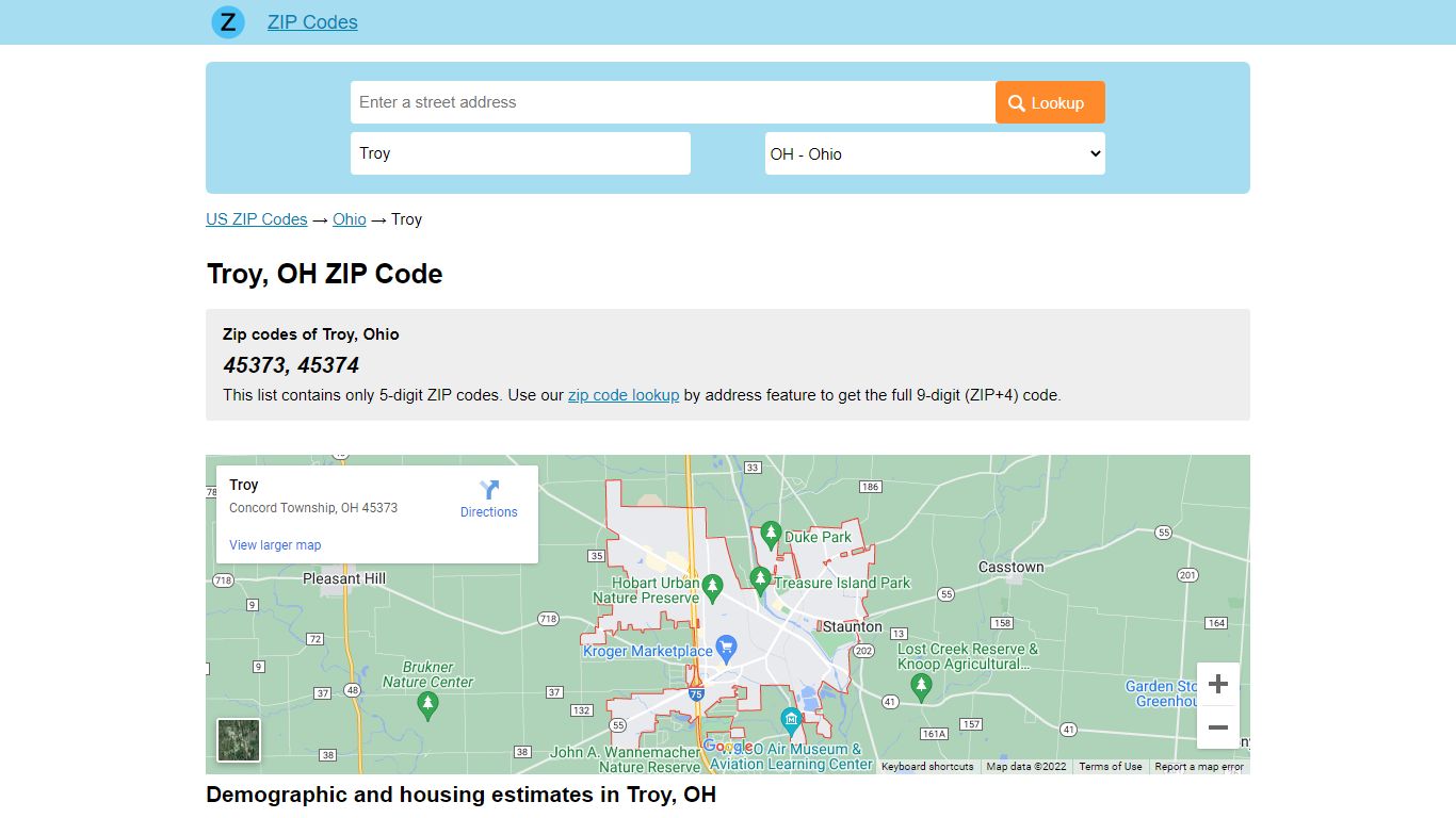 Troy, Ohio ZIP Codes